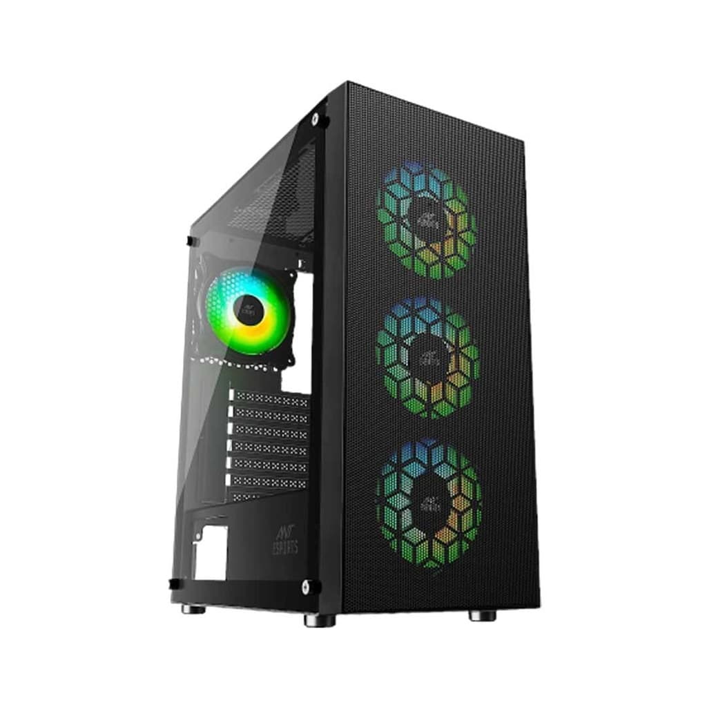 Ant Esports ICE-110 Mid-Tower Case – Black | E-ATX/ATX/M-ATX/ITX Support | 3×120mm Front + 1×120mm Rear Fan Pre-Installed