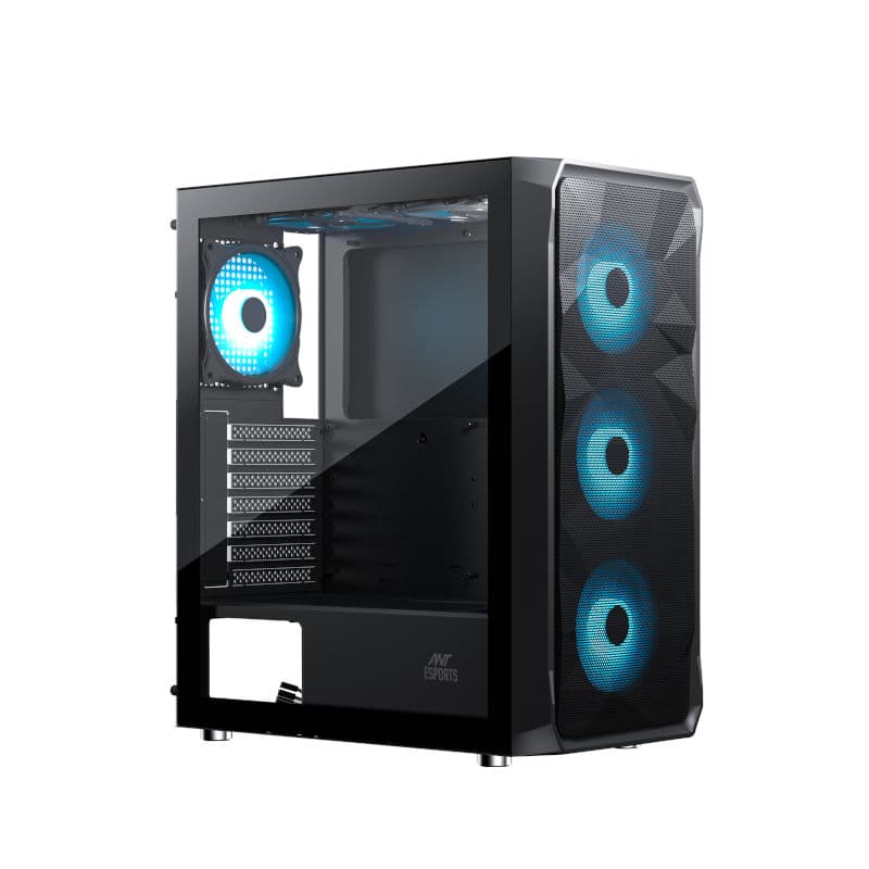 Ant Esports ICE-112 Mid-Tower Gaming Cabinet – Black | Supports ATX, Micro-ATX, ITX | Pre-Installed 3×120mm Front Fans & 1×120mm Rear Fan | Optimized Airflow Design