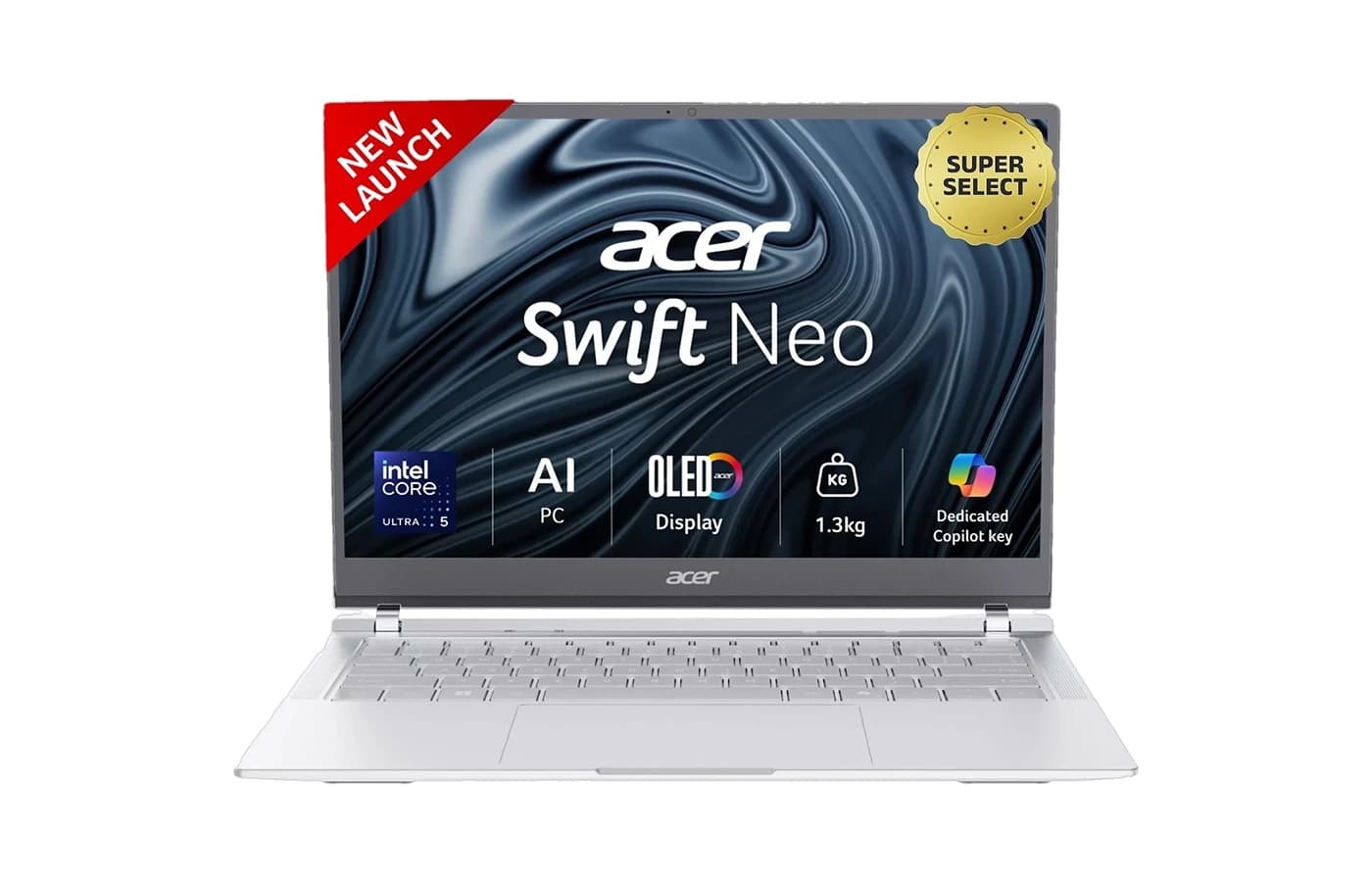 Acer Swift Neo 14 OLED | Intel Core Ultra 5 115U Processor | 16GB RAM | 512GB SSD | 14-inch WUXGA OLED Display | Intel Graphics | Backlit Keyboard | Windows 11 | 1 Year Warranty | Silver