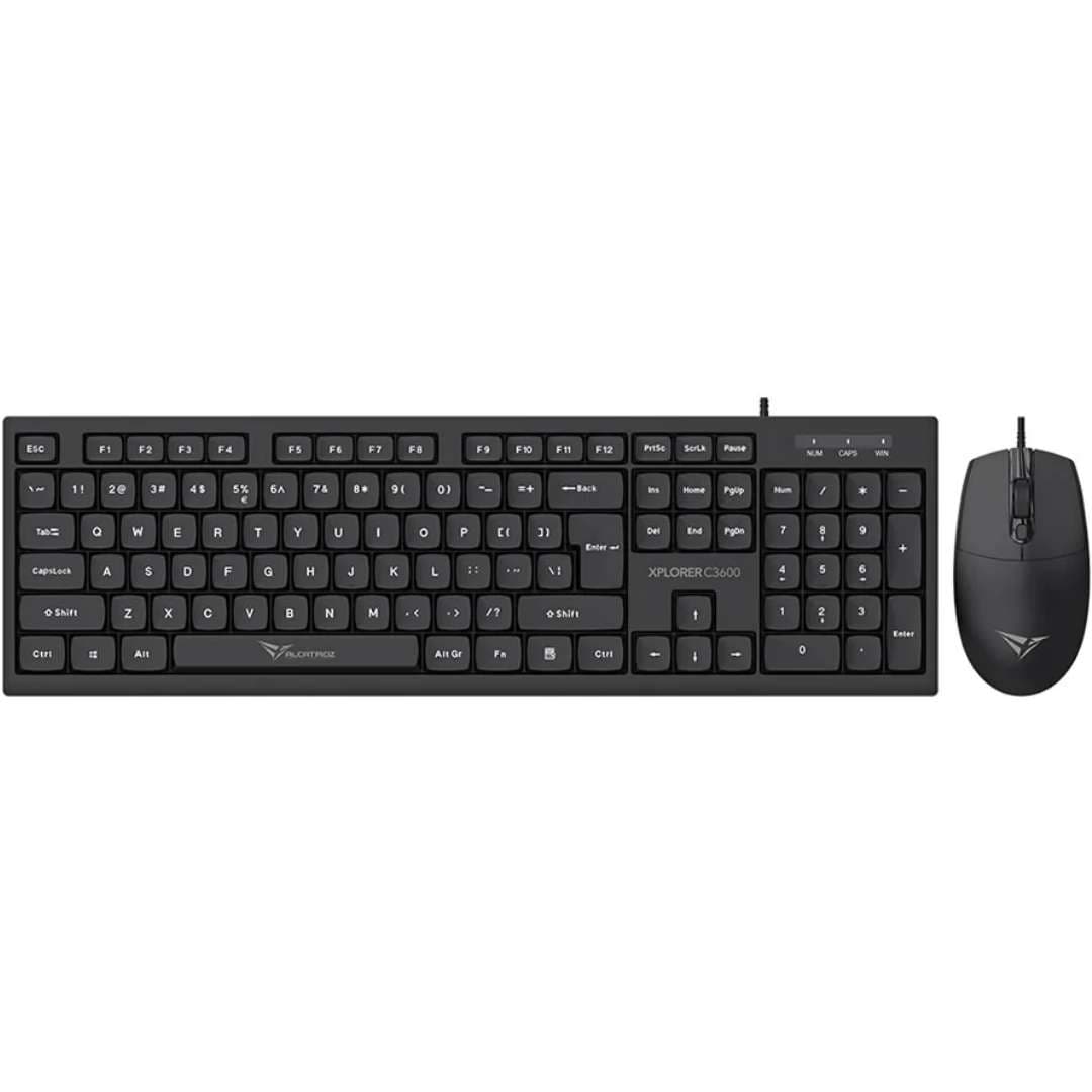 Alcatroz Xplorer C3600 Wired Keyboard & Mouse Combo | USB Wired Connectivity | 2400 CPI Optical Sensor Mouse | Full-Size Keyboard with 104 Keys | UV-Coated Keycaps | Up to 5 Million Keystrokes Durability