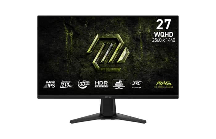 MSI MAG 275QF E21 Gaming Monitor | 27" WQHD (2560x1440) Rapid IPS Display | 210Hz Refresh Rate | 121% sRGB, 95% DCI-P3, 94% Adobe RGB | DisplayHDR 400 | HDMI & DisplayPort | VESA Mount Compatible