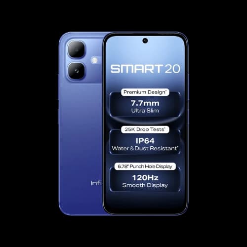 Infinix Smart 20 4G Smartphone | 6.78" HD+ 120Hz IPS LCD | MediaTek Helio G81 Ultimate | 4GB RAM | 64/128GB Storage | 15W Fast Charging | XOS 16 | Side Fingerprint | IP64