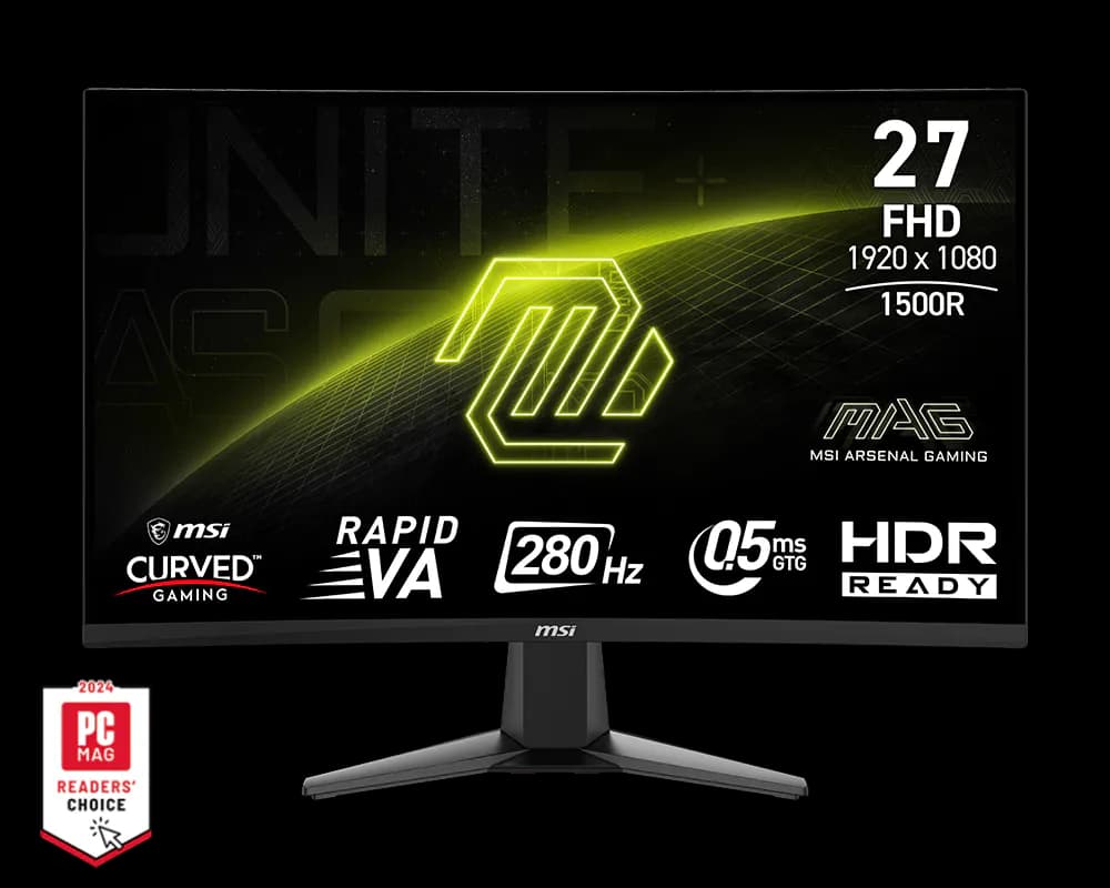 MSI MAG 276CXF | 27-inch FHD Rapid VA Gaming Monitor | 1920 × 1080 Resolution | 280Hz Refresh Rate | 0.5ms Response Time | Adaptive-Sync | HDMI & DisplayPort | Curved Gaming Monitor