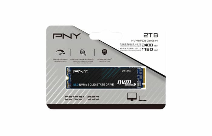 PNY CS2241 M.2 2280 NVMe Gen4x4 2TB SSD | PCIe Gen 4x4 NVMe 1.3 Interface | Sequential Read Up to 2400MB/s | Write Up to 1750MB/s | 3D NAND | Full End-to-End Data Path Protection