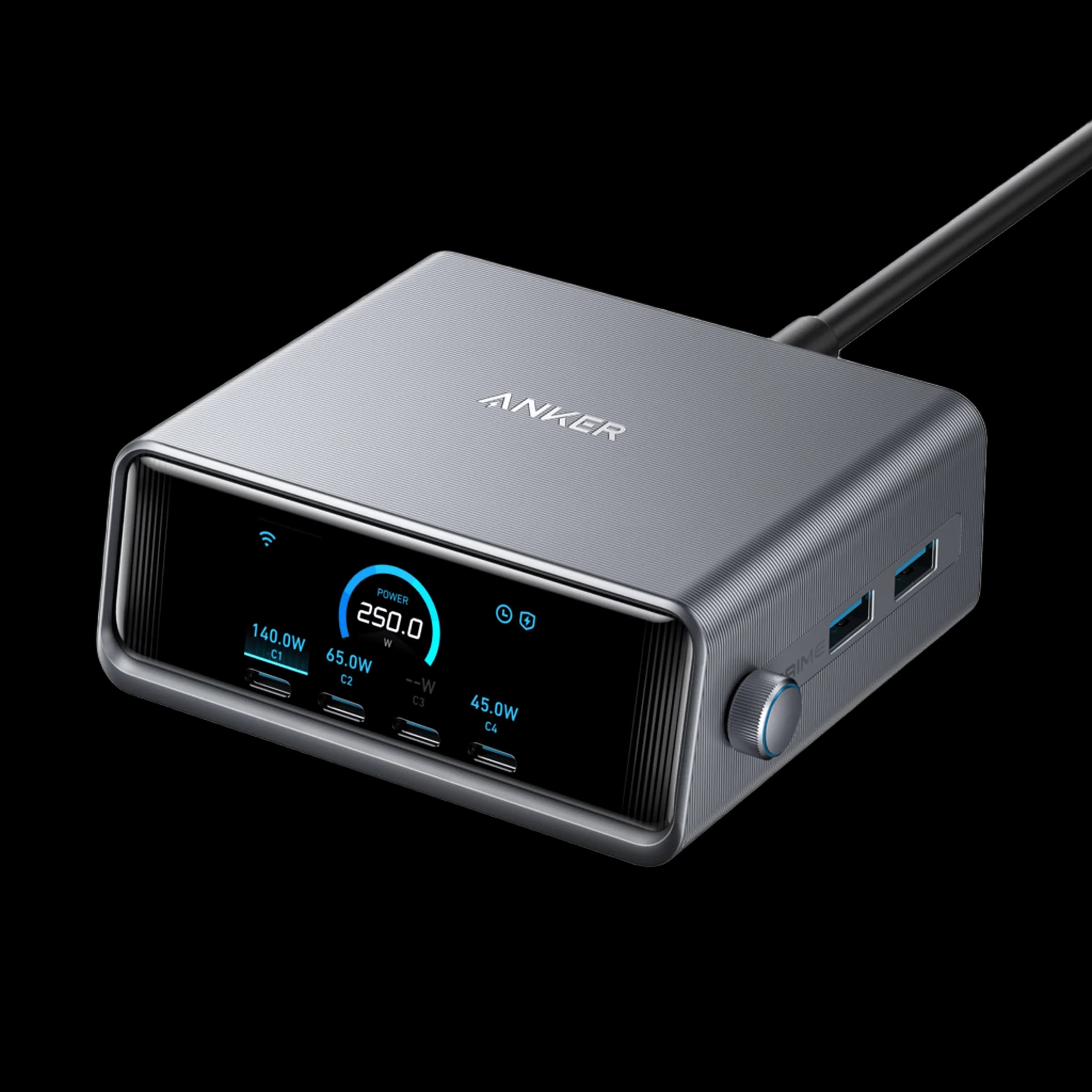 Anker Prime Charger 250W 6-Port GaNPrime Fast Charger | 4 USB-C + 2 USB-A | Multi-Device Charging Station