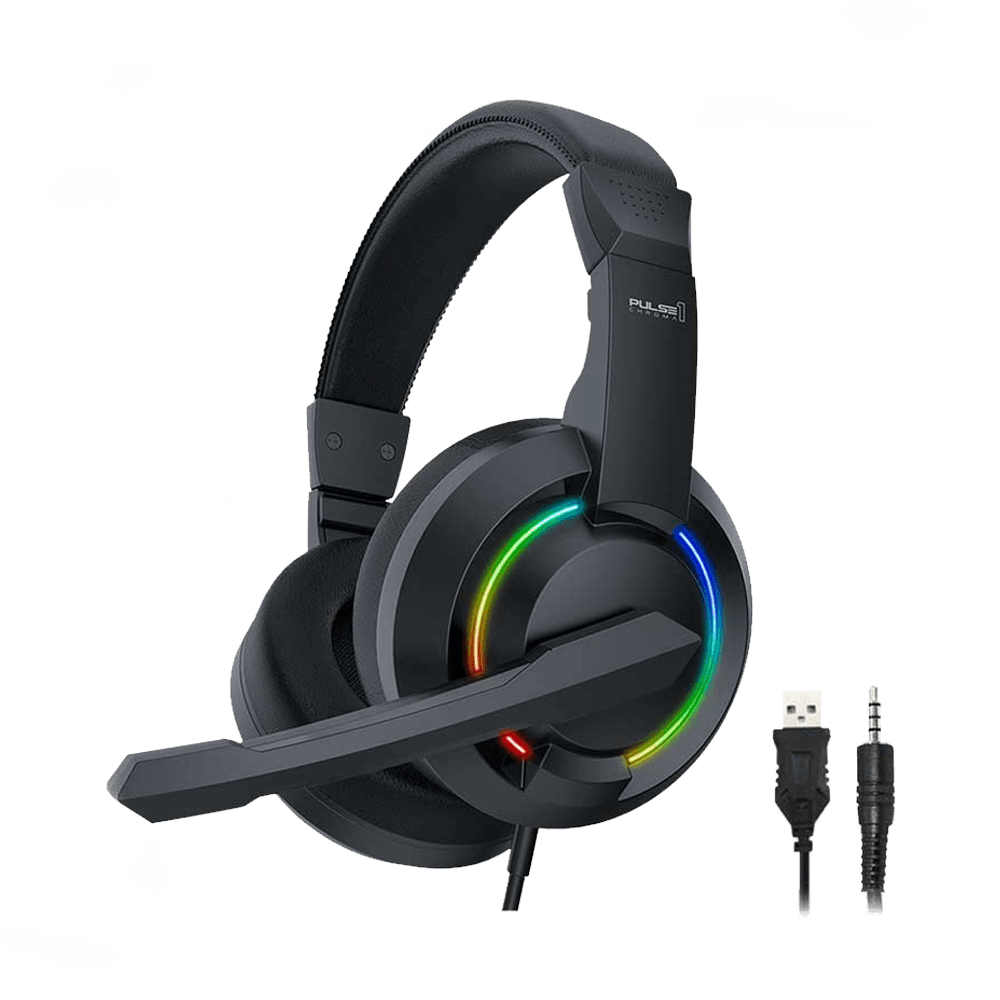 Armaggeddon Pulse 1 Chroma Gaming Headset | Dual 40mm Bass Drivers (Virtual 2.1 Stereo) | 20Hz–20kHz Frequency Response | Omnidirectional Microphone | 3.5mm AUX + USB Connectivity | Multicolor RGB LED on Earcups