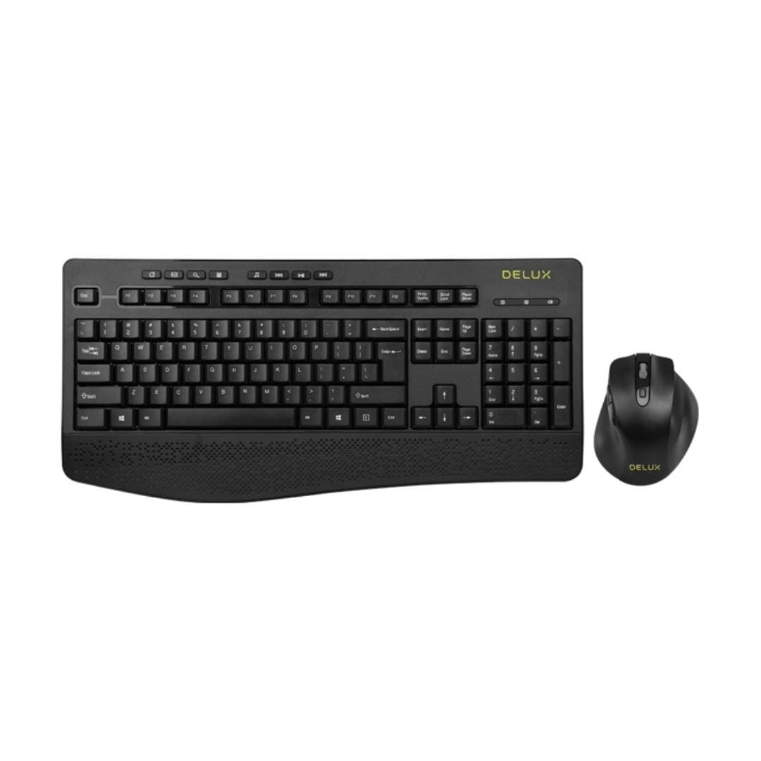Delux K6060G + M517GX Wireless Keyboard & Mouse Combo | 2.4GHz Wireless Connectivity | 104 Standard Keys + 8 Multimedia Keys | Up to 10m Wireless Range | Compatible with Windows & Mac OS