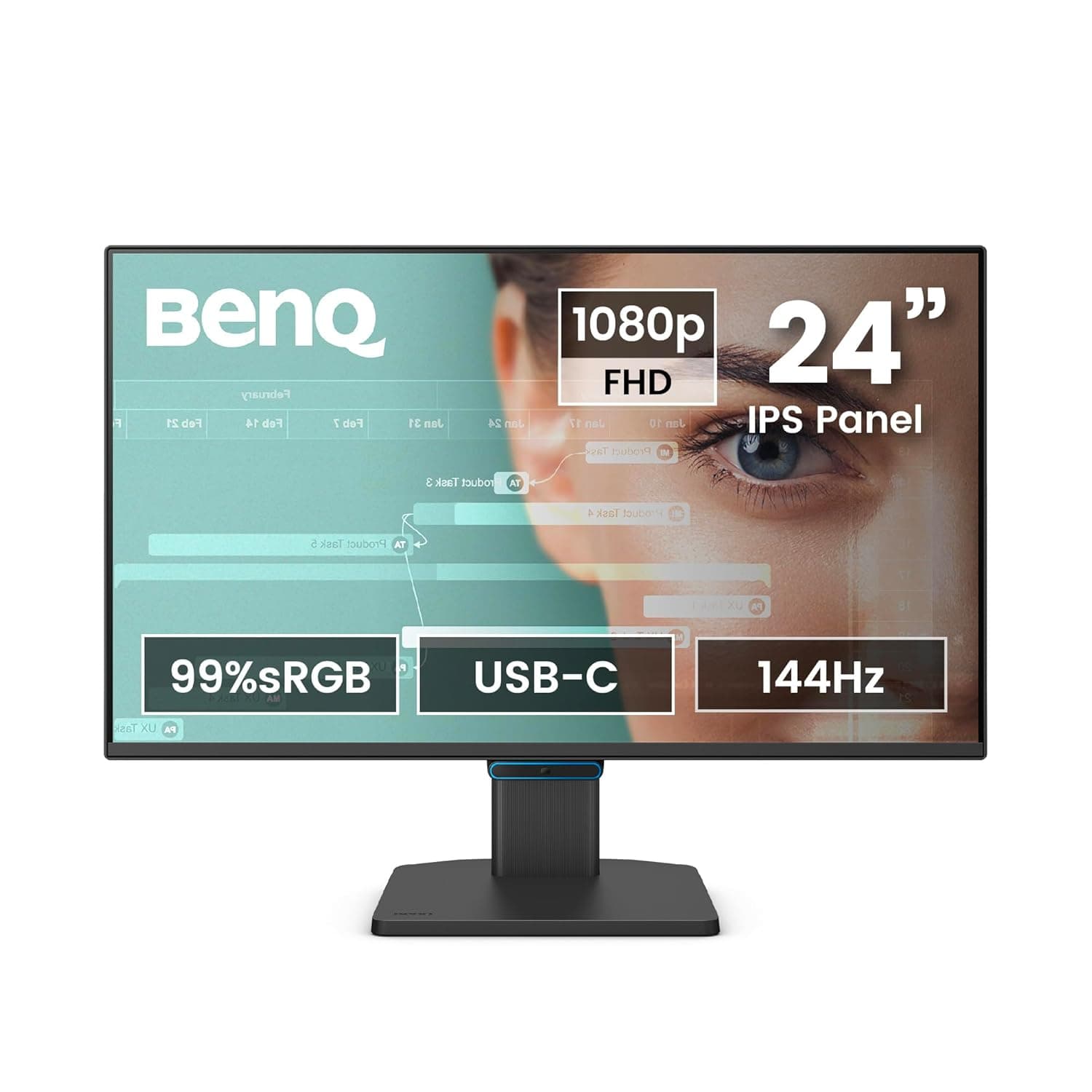 BenQ GW2490C | 23.8-inch FHD IPS Monitor | 1920 × 1080 Resolution | 144Hz Refresh Rate | 1ms MPRT | Adaptive-Sync | HDMI & DisplayPort | Eye-Care Technology | Built-in Speakers
