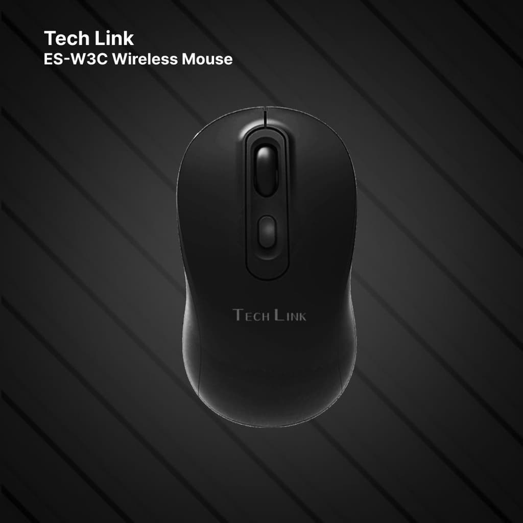 Techlink W3CS1 Wireless Mouse | 2.4GHz Ultra-Quiet Silent Click | 1600 DPI Adjustable | Ergonomic Design| AA Battery Powered | For PC Laptop Desktop | Black