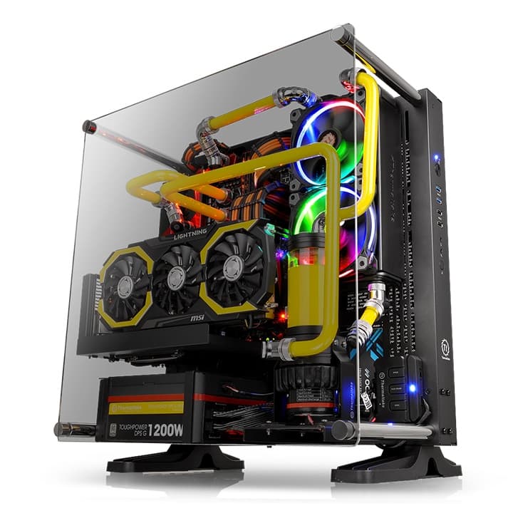 Thermaltake Core P3 TG Open-Frame PC Case | Tempered Glass Panel | ATX/Micro-ATX/Mini-ITX Support | Wall-Mountable Design | Modular Layout | Vertical GPU Support | Modern Showcase Design