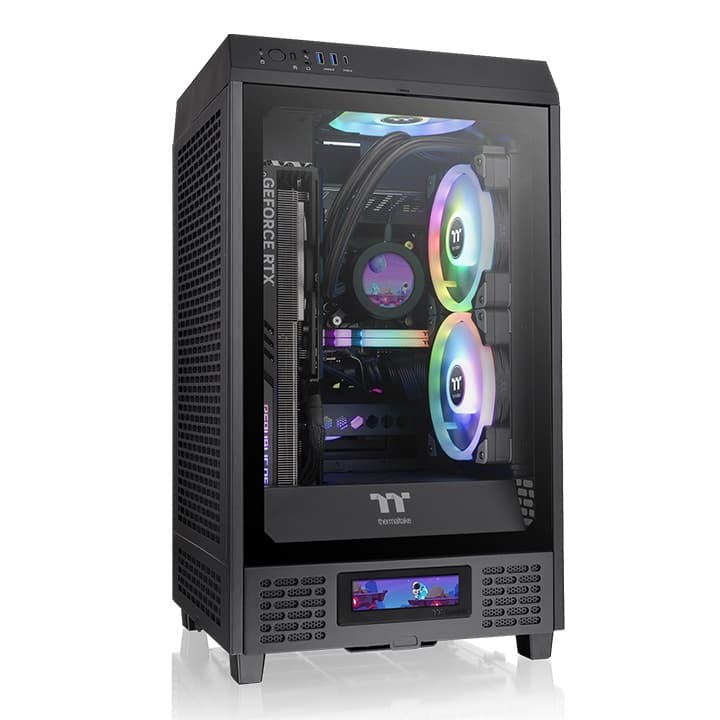 Thermaltake The Tower 200 Mini-ITX Chassis | Tempered Glass Panel | Mini-ITX Support | Vertical GPU Layout | High-Airflow Design | Compact Gaming PC Case