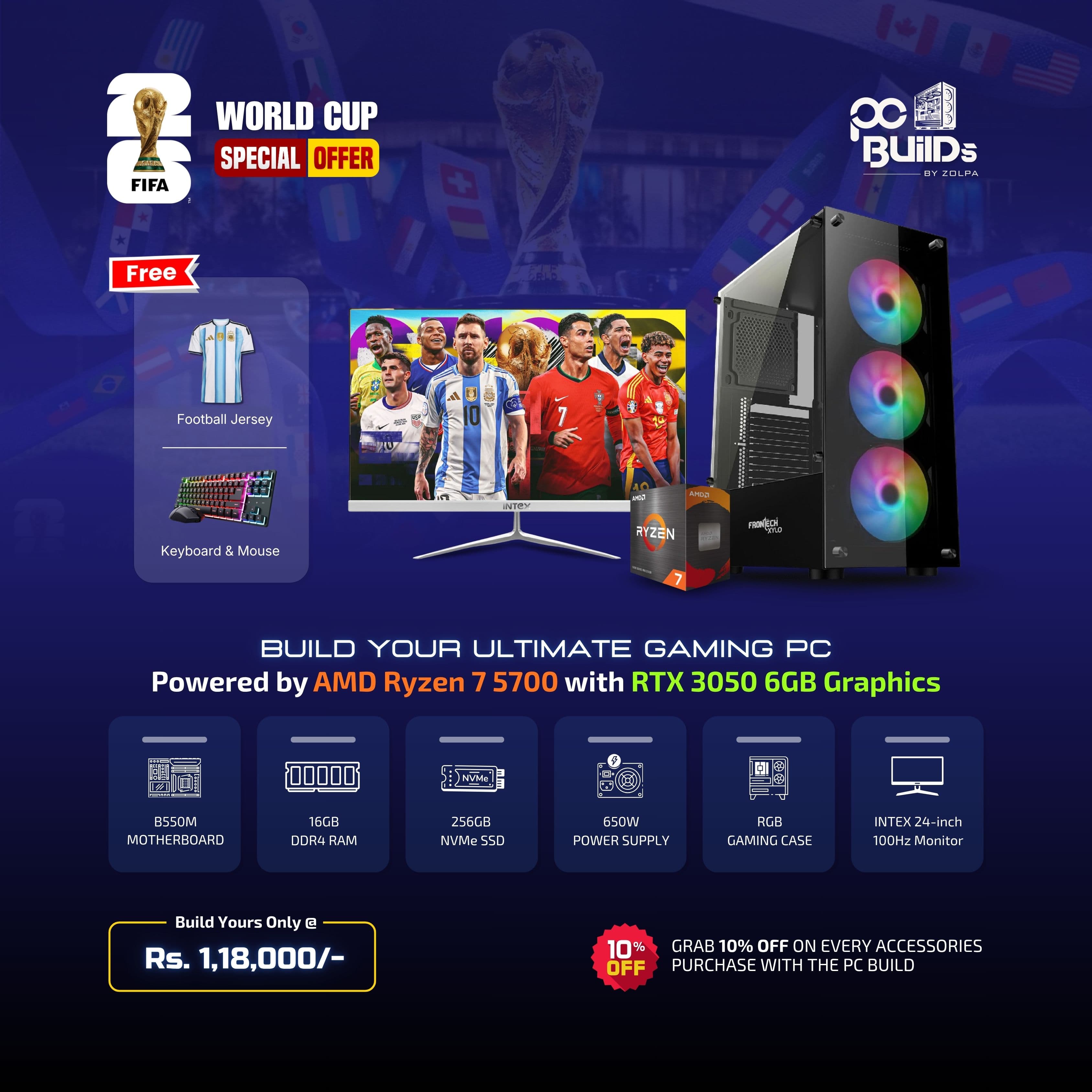 Build Your Ultimate Gaming PC | AMD Ryzen 7 5700 Processor | 16GB RAM | 256GB SSD | B550M Motherboard | NVIDIA RTX 3050 6GB | RGB Gaming Case