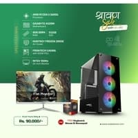 Build Your Ultimate Gaming PC | AMD Ryzen 5 5600G | Gigabyte A520M | 8GB DDR4 RAM | 512GB SSD | Huntkey Frozen 200SE | Frontech Casing with 650W PSU | Intex 100Hz 24" Monitor