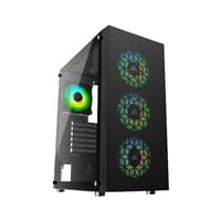 Ant Esports ICE-110 Mid-Tower Case – Black | E-ATX/ATX/M-ATX/ITX Support | 3×120mm Front + 1×120mm Rear Fan Pre-Installed