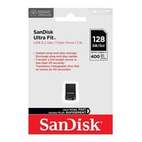 SanDisk Ultra Fit USB 3.2 Gen 1 Flash Drive | 32GB/64GB/128GB | Up to 400MB/s Read | Ultra-Compact Plug-and-Stay Design | Password Protection | RescuePRO Deluxe