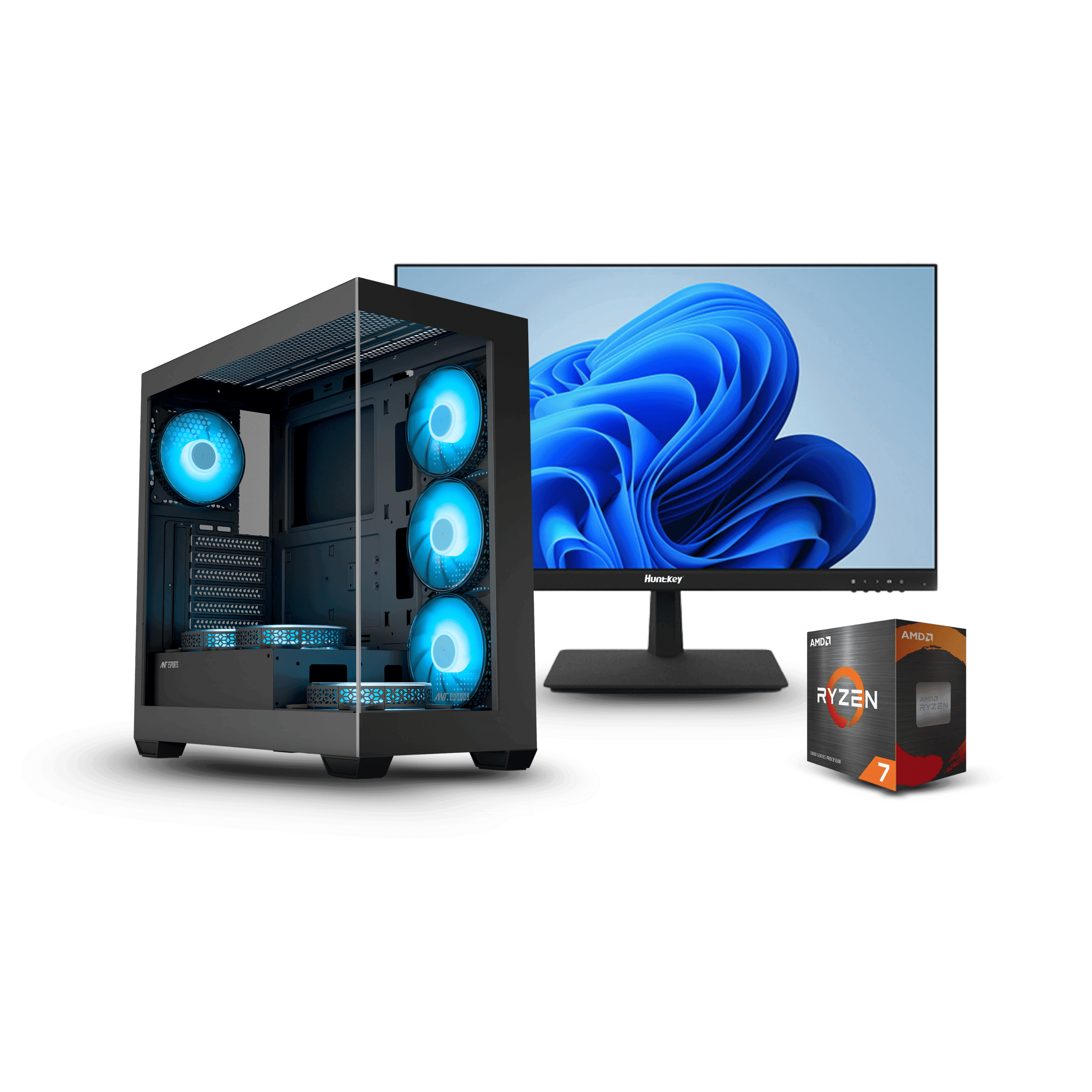 Gaming PC Build | Ryzen 7 5700X Processor | B550M-K Motherboard | 16GB DDR4 RAM | 512GB SSD | Ant ICE-400 Cooler | Ant Esports Crystal X7 Casing with Hi-Tech 750W PSU