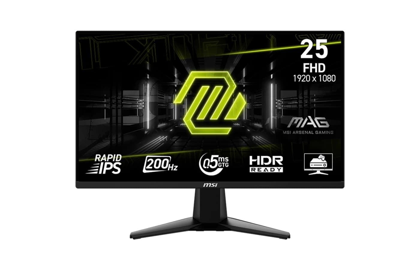 MSI MAG 255F E20 | 25-Inch FHD (1920 × 1080) Rapid IPS Gaming Monitor | 200Hz Refresh Rate | 0.5ms (GtG, Min) Response Time | 99% sRGB | AMD FreeSync Premium | Eye Care | HDMI 2.0b & DisplayPort 1.2a