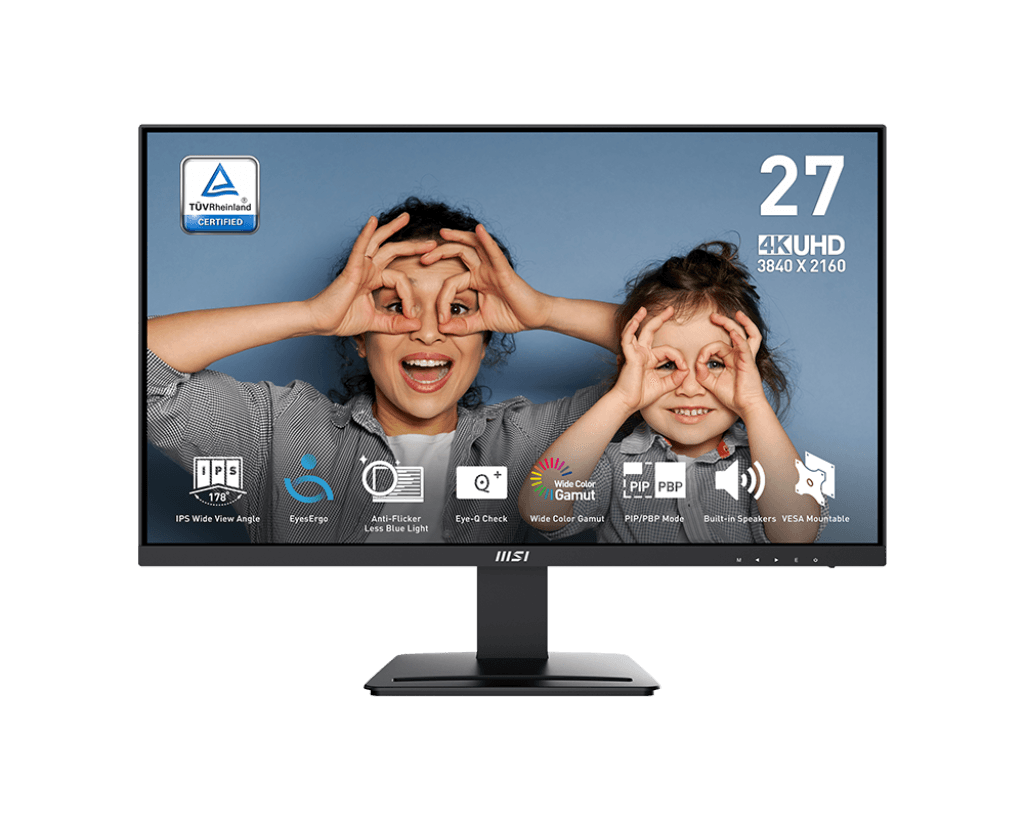 MSI PRO MP273U Business Productivity Monitor | 27-Inch UHD (3840×2160) 60Hz Display | 178°(H)/178°(V) Viewing Angle | Tilt Adjustment | Built-in Speakers | Kensington Lock