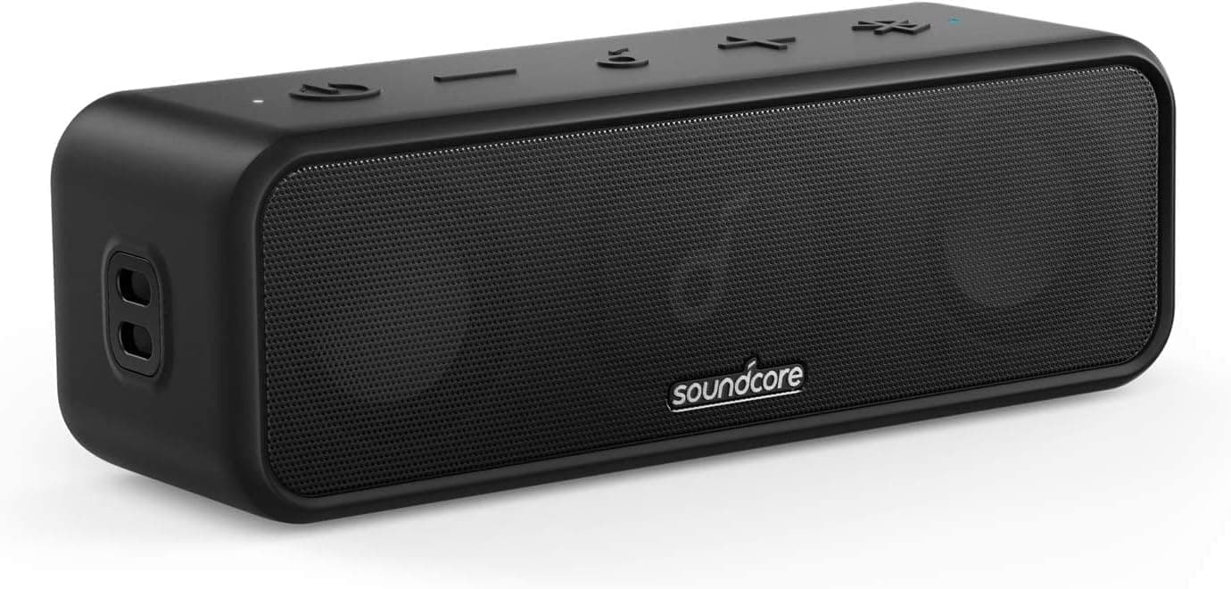 Anker Soundcore 3 Portable Bluetooth Speaker | Wireless with IPX7 Waterproof Rating | 24H Playtime | Pure Titanium Diaphragm Drivers | PartyCast & BassUp Technology | Custom EQ App | Ideal for Home, Shower, Outdoor, and Beach