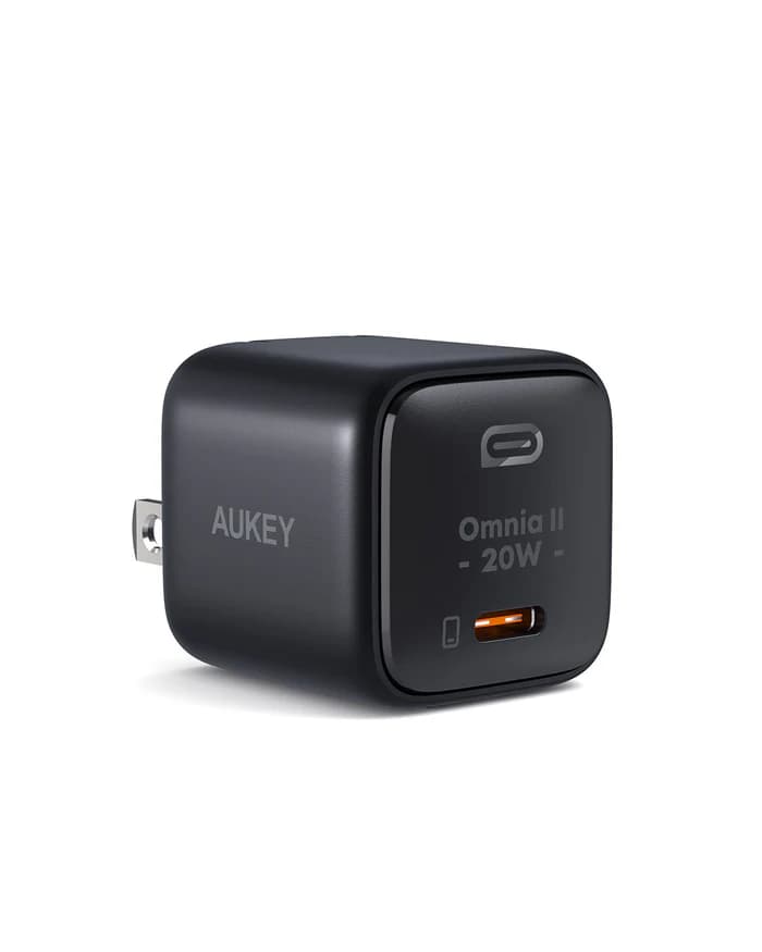 AUKEY PA-B1T Mini | 20W USB-C PD Charger | Foldable Plug | Wide Compatibility | Compact Travel Design | iPhone & Android Fast Charging | Portable & Efficient