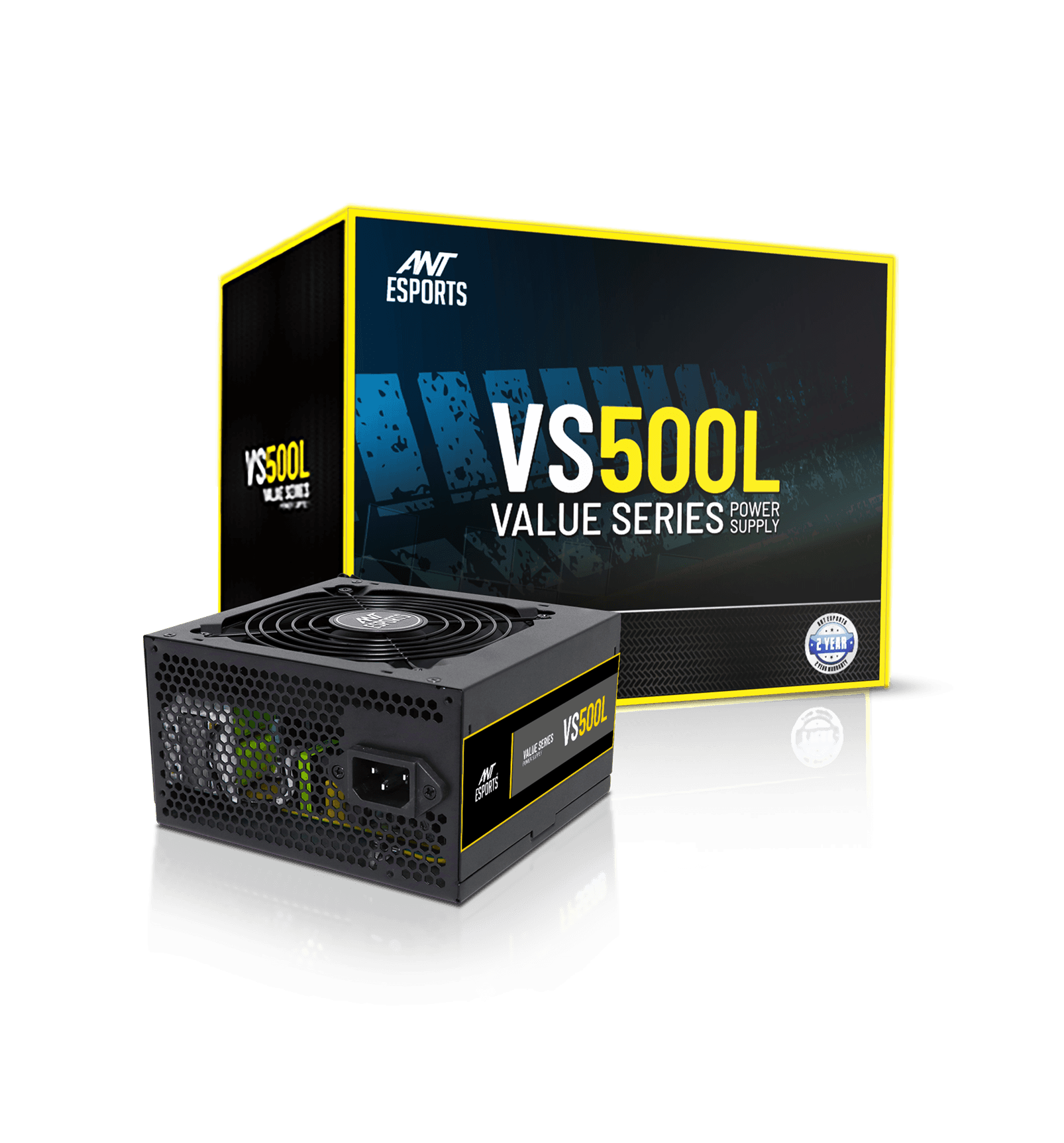 Ant Esports VS500L – 500W Power Supply (Value Series | Black) | Efficient & Budget-Friendly PSU for PC Builds