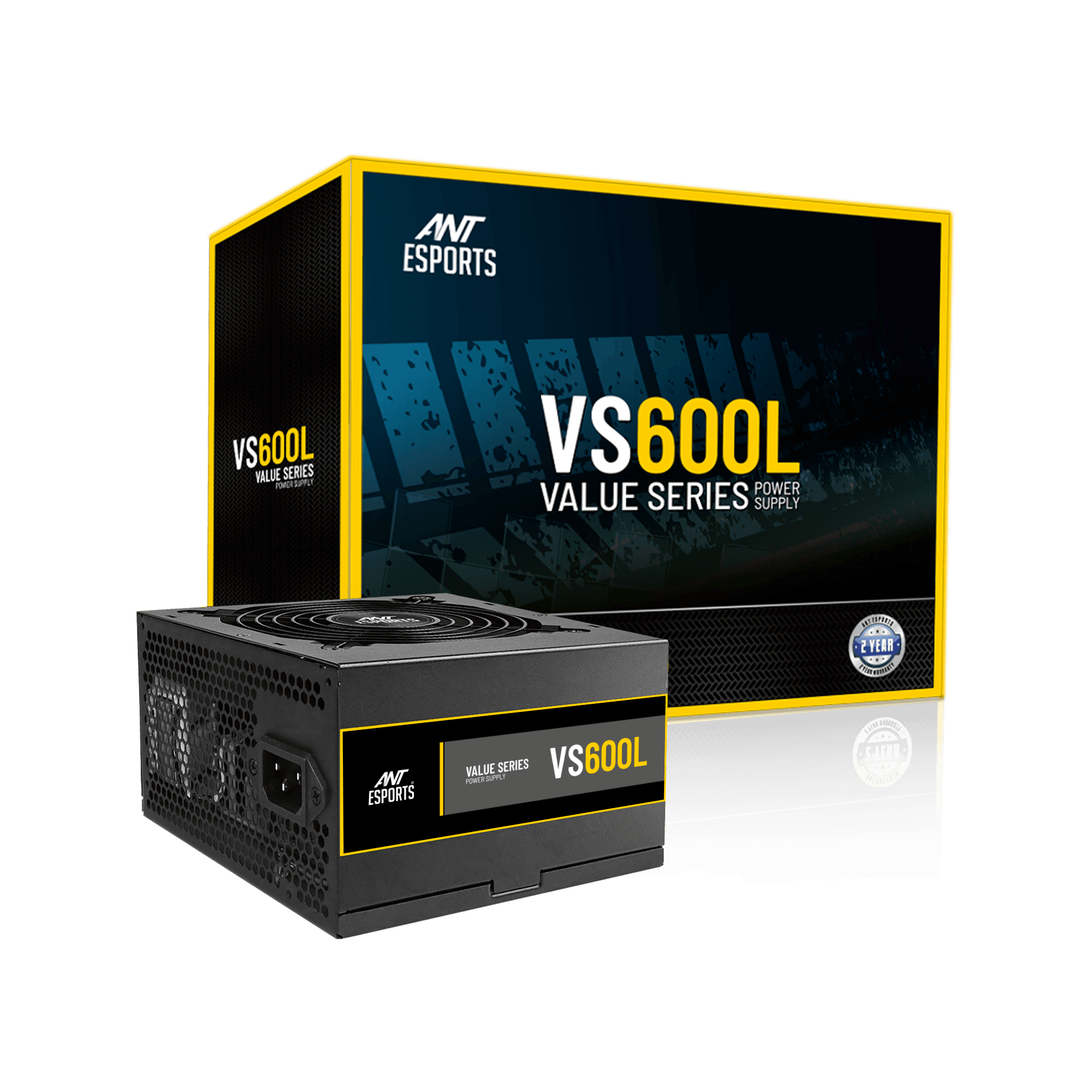 Ant Esports VS600L – 600W Non-Modular Gaming PSU | High Efficiency with 120mm Silent Fan & PCIe Support