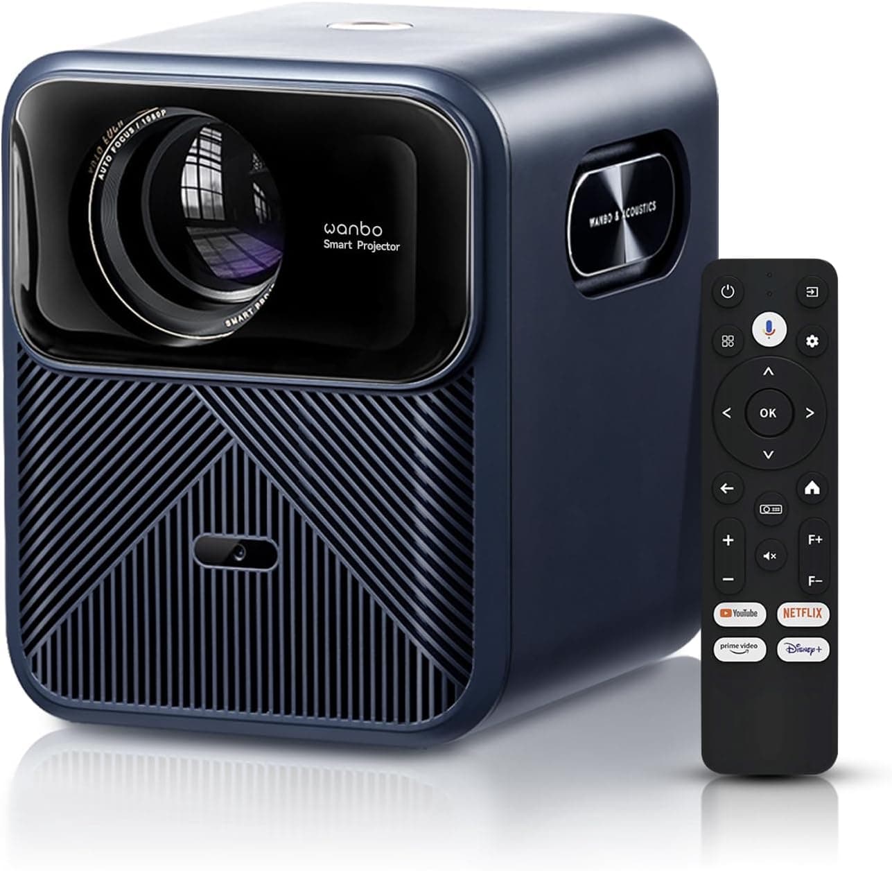 WANBO Mozart 1 Pro | 900 ANSI Lumens Native 1080P Smart Projector | Android TV 11 | Auto Focus, Object Avoidance & Screen Adaption | WiFi & Bluetooth Connectivity