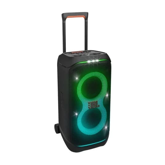 JBL PartyBox Stage 320 | Portable Party Speaker with Telescopic Handle & Sturdy Wheels | Powerful JBL Pro Sound | Futuristic Lightshow | Up to 18 Hours Playtime | Splash-Proof Design