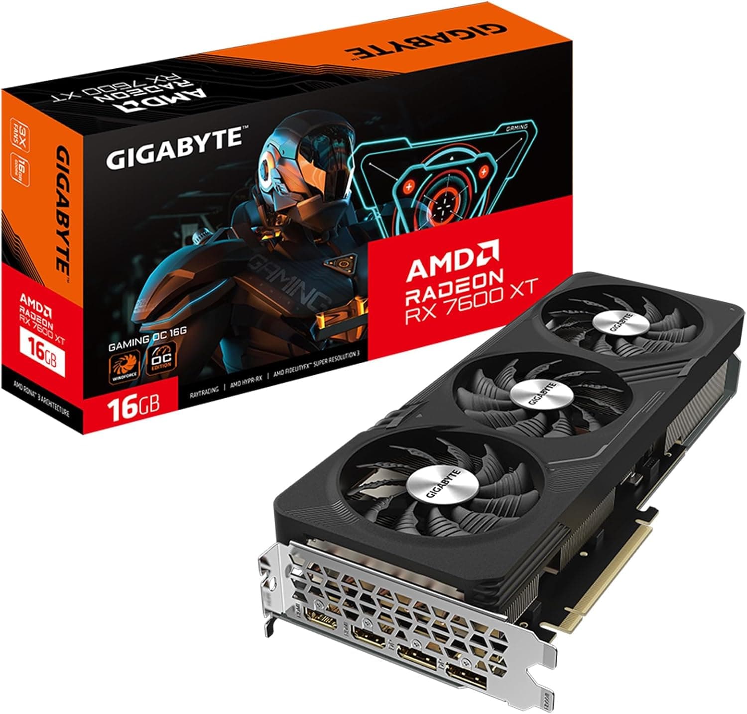 GIGABYTE Radeon RX 7600 XT Gaming OC – 16GB GDDR6 | 128-bit Interface | Triple WINDFORCE Fan Cooling | Smooth 1080p & 1440p Gaming Performance