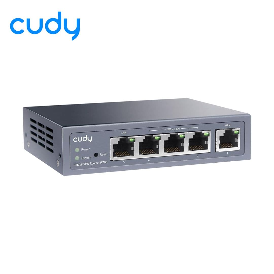 Cudy R700 Multi-WAN Gigabit VPN Router | Up to 4 Gigabit WAN Ports | Supports PPTP, L2TP, WireGuard, OpenVPN & IPsec | Load Balancing | 128MB RAM & 16MB ROM | Lightning Protection