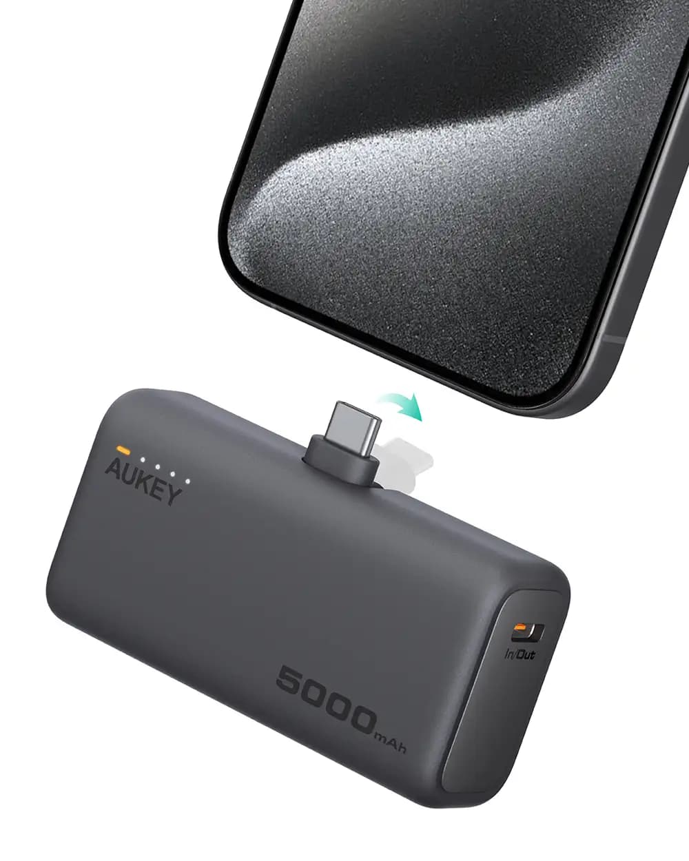 AUKEY PB-Y59 Spark Mini Portable Power Bank | 5000mAh Capacity | 22.5W Fast Charging | Built-in USB-C Port & Connector | Built-in Kickstand | Safe & Reliable