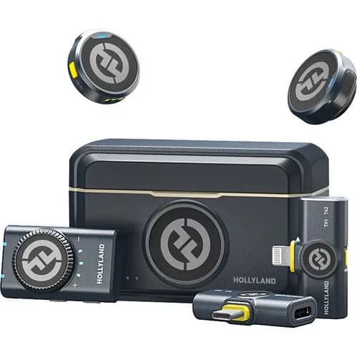 Hollyland Lark M2 Duo | 2-Person Wireless Microphone System | 48kHz Audio Quality | Up to 1000ft (300m) Range | 40-Hour Total Battery Life | Environmental Noise Cancellation (ENC)