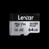 Lexar Professional SILVER PLUS microSDXC UHS-I Card | 64GB Capacity | High-Speed microSD for Professional Use | Ideal for 4K Video, Drones, and Action Cameras