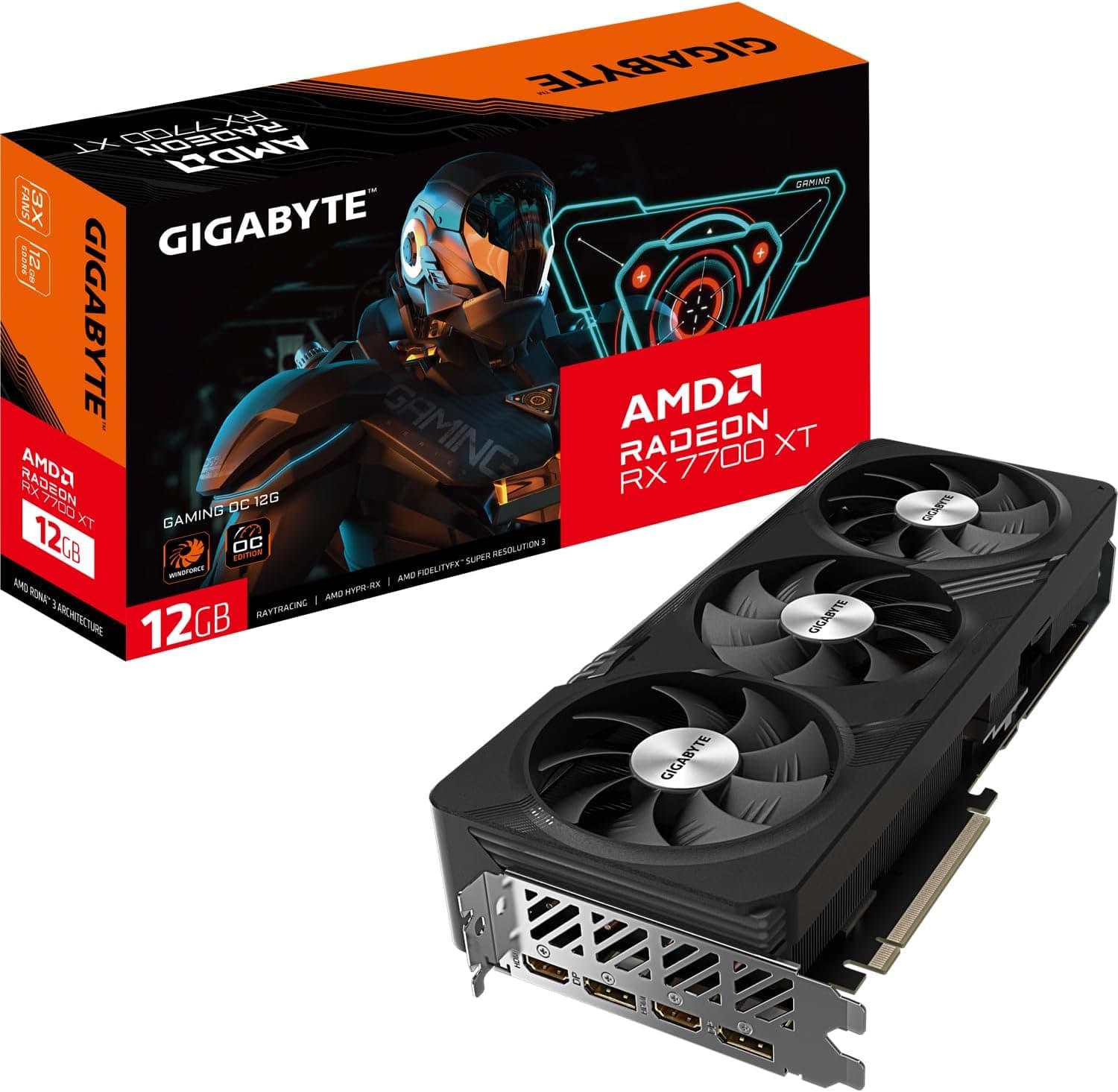 GIGABYTE Radeon RX 7700 XT Gaming OC – 12GB GDDR6 | 192-bit Interface | WINDFORCE Cooling | Metal Backplate | DP 2.1 & HDMI 2.1 | Powered by AMD RDNA 3