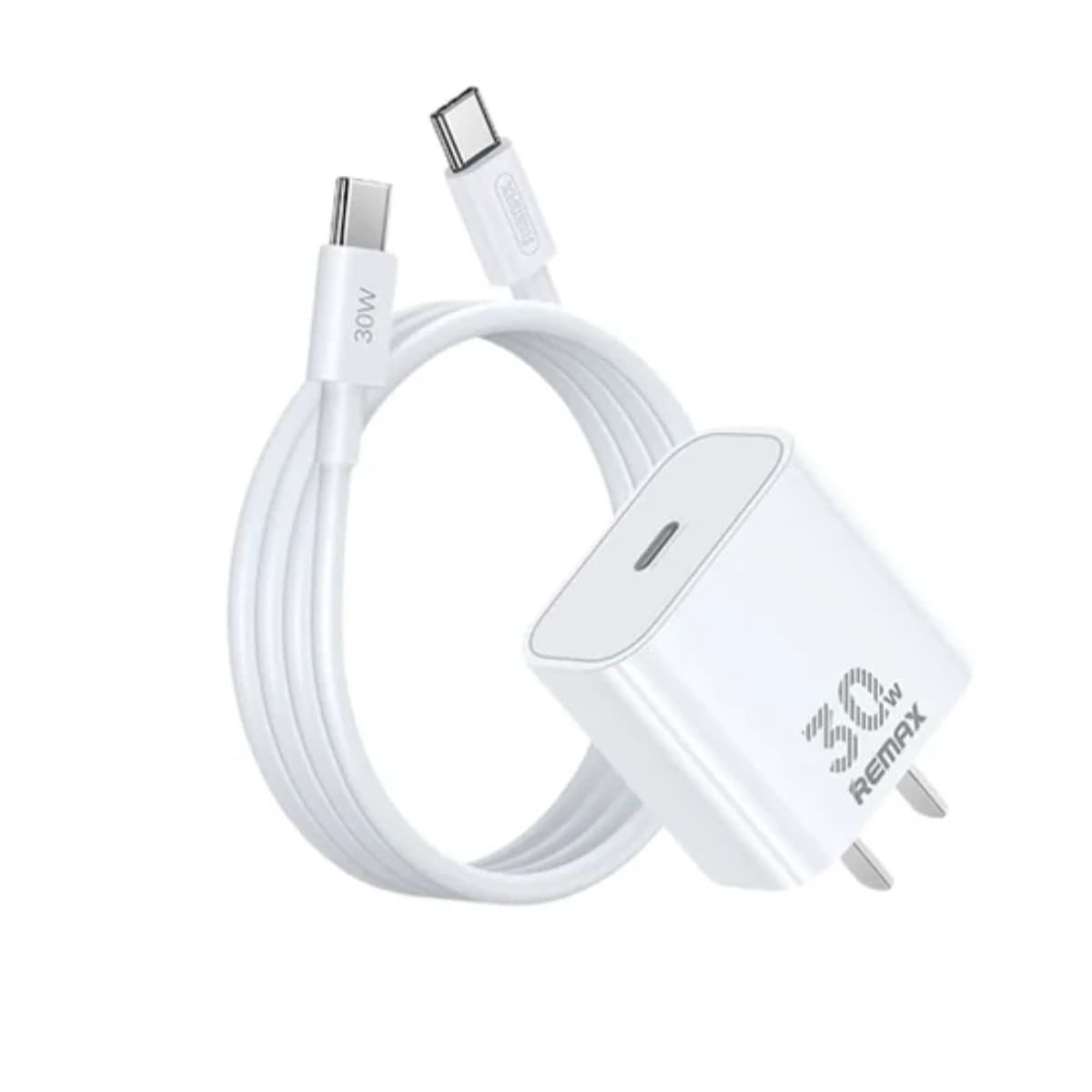 Remax RP-U71 Figen Series 30W GaN Charger with Cable Set | 30W GaN Fast Charger | Includes USB-C to USB-C Power Cable | PC & ABS Material | Quick & Safe Charging