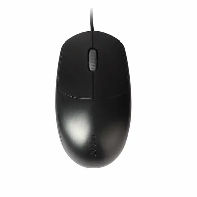 Rapoo N100 | Wired Optical Mouse | 1600 DPI Tracking | 3-Button Control with 2D Grip Wheel | Plug-and-Play Connectivity