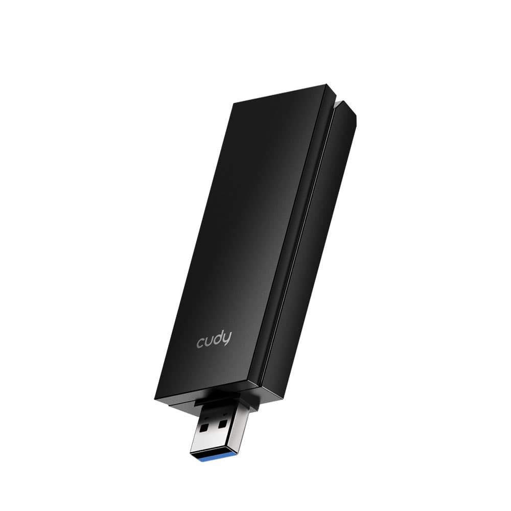 Cudy WU5400 Tri-Band WiFi 6E USB Adapter | 2402Mbps (6GHz) + 2402Mbps (5GHz) + 574Mbps (2.4GHz) Speed | 2 High-Gain Adjustable Antennas | USB 3.0 Interface | Supports Windows 10/11 (Plug & Play) | 6GHz Band for Zero Congestion | WPA3 Security