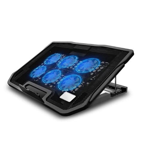 MIKUSO PEIPAH 6-Fan Laptop Cooling Pad | 6-Speed Adjustable | Dual USB Ports | LED Backlit | Silent & Portable Cooling Stand