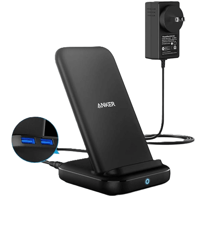 Anker PowerWave 10 3-in-1 Multi-Device Wireless Charging Station | Includes 36W Adapter | 2 USB-A Ports | Compatible with iPhone 14/13/12 Series & Galaxy S20/S10