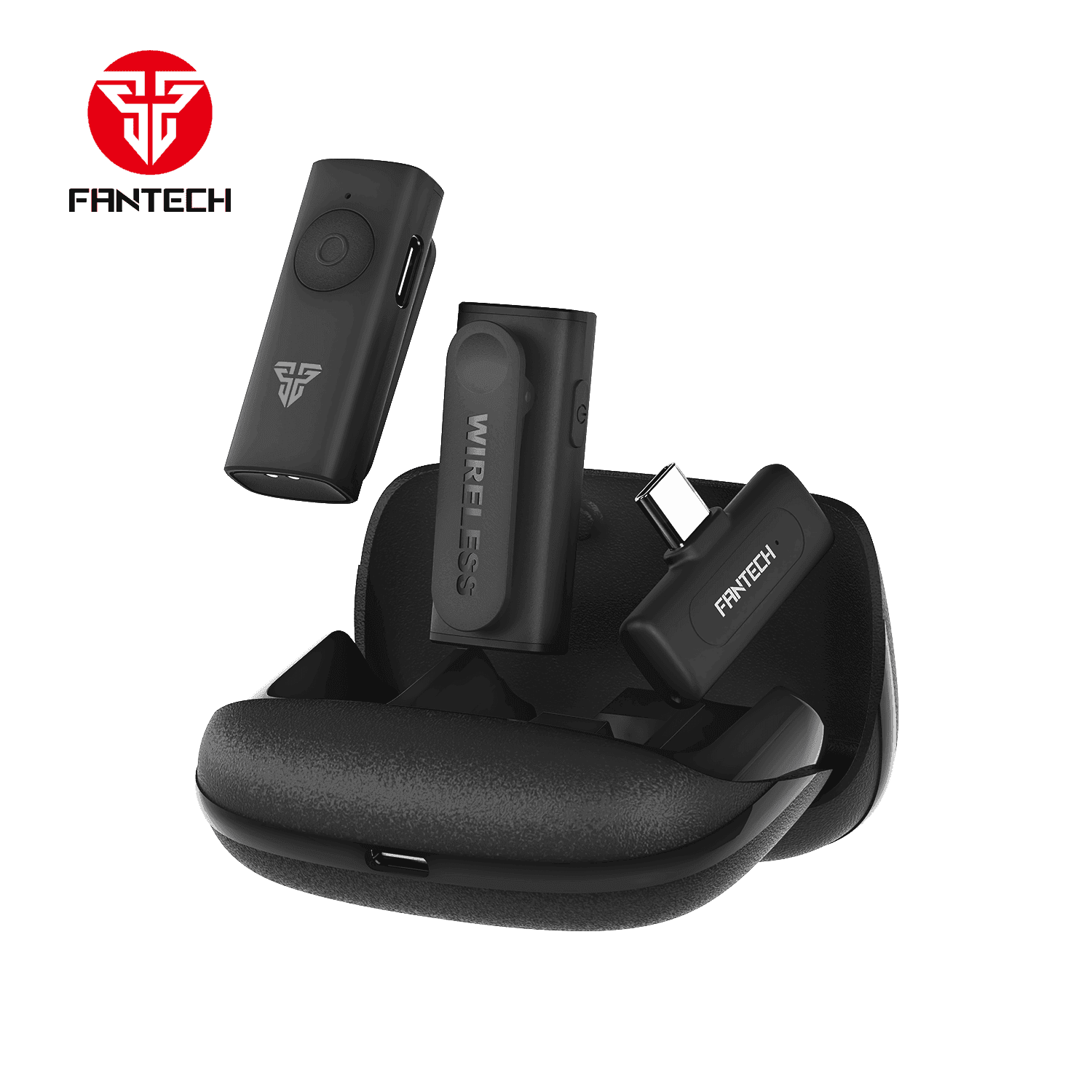 FANTECH LEVIOSA AIR WMV21L Lightning Dual Wireless Microphone | Crystal Clear Audio with Noise Reduction | Upto 16 Hr Working Time | 10m Wireless Range | Includes 2 Mics + 1 Receiver | Compatible with iPhone, iPad, iPod Touch-(copy)