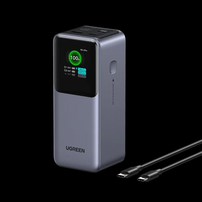 UGREEN Nexode Power Bank 20000mAh 130W Portable Charger | 72Wh PD Fast Charging Battery Pack with 3 USB-C Ports | TFT Smart Display | Compatible with MacBook, iPad, iPhone 16, Samsung S24, and More