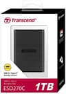 Transcend ESD270C 1TB External SSD | USB 3.1 Gen 2 | 520MB/s Read, 460MB/s Write | 3D NAND Flash | Ultra-Slim Credit-Card Size | USB-C & USB-A Cables Included