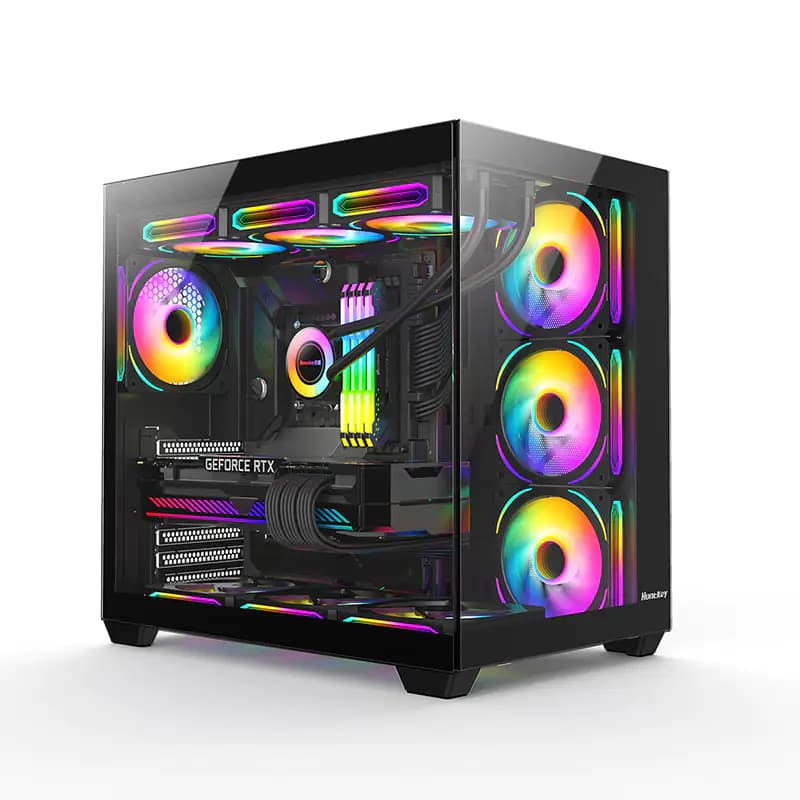 Huntkey Tornado S980 Black & White Gaming Case | Mid-Tower ATX Support | Sleek & Stylish Design with Enhanced Airflow | Tempered Glass Side Panel | Multiple Fan Mounts for Optimal Cooling | Ideal for High-Performance Gaming Builds