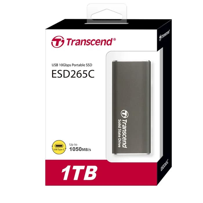 Transcend TS1TESD265C 1TB External SSD | ESD265C | High-Speed USB 3.1 Gen 2 Type-C & Type-A Connectivity | Sleek Metal Casing for Durability | Portable Storage Solution for Laptops, PCs, and Mac
