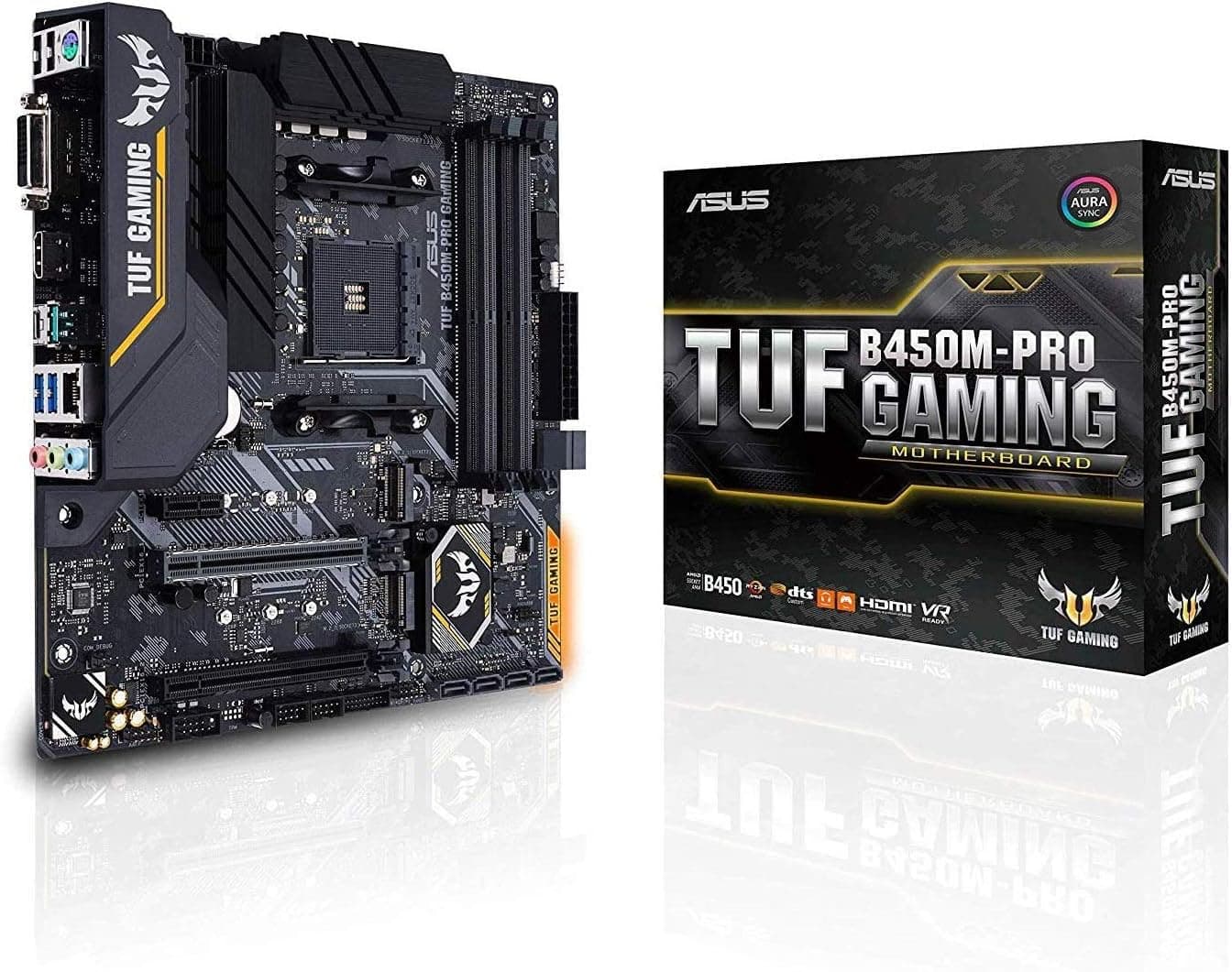 Asus TUF B450M-Pro Gaming Micro-ATX Motherboard | AMD AM4 Ryzen 3 Support | DDR4 | HDMI | Dual M.2 | USB 3.1 Gen 2 | Aura Sync RGB Lighting