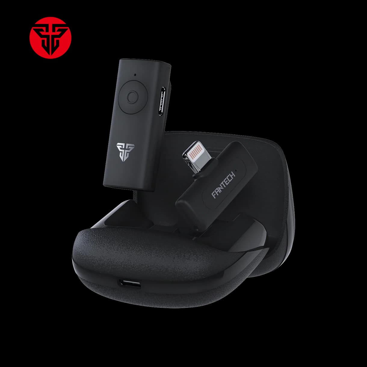 FANTECH LEVIOSA AIR WMV11L Lightning Wireless Lavalier Microphone | Up to 16-Hour Battery Life | Effective Range Up to 10m | 80mAh Mic Battery, 600mAh Case Battery | Single Microphone | Noise Reduction