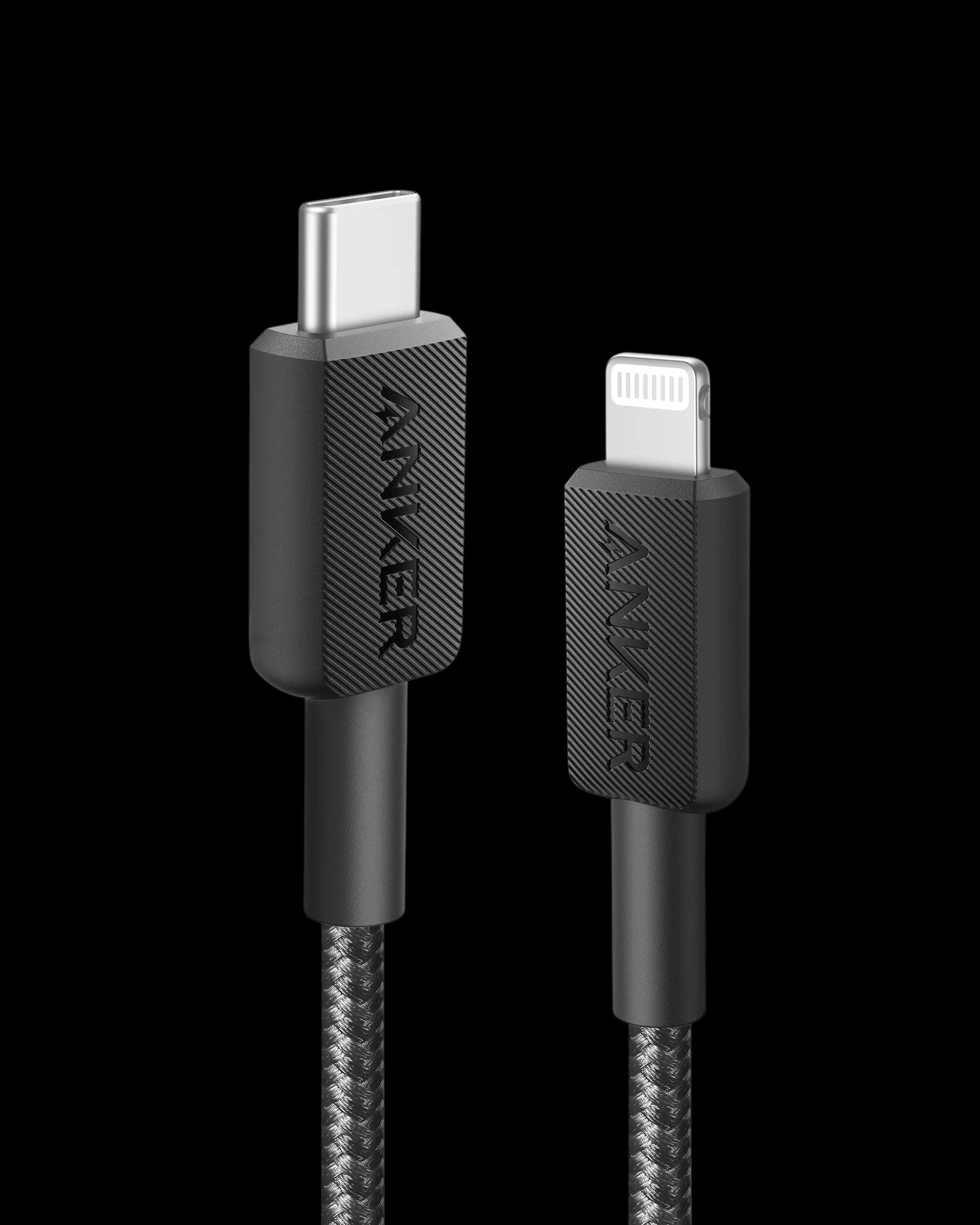 Anker 322 USB-C to Lightning Cable | 3ft Braided | High-Speed Charging (50% in 30 mins with PD Charger) | MFi Certified for Lightning Devices | Durable Design with 12,000 Bend Lifespan