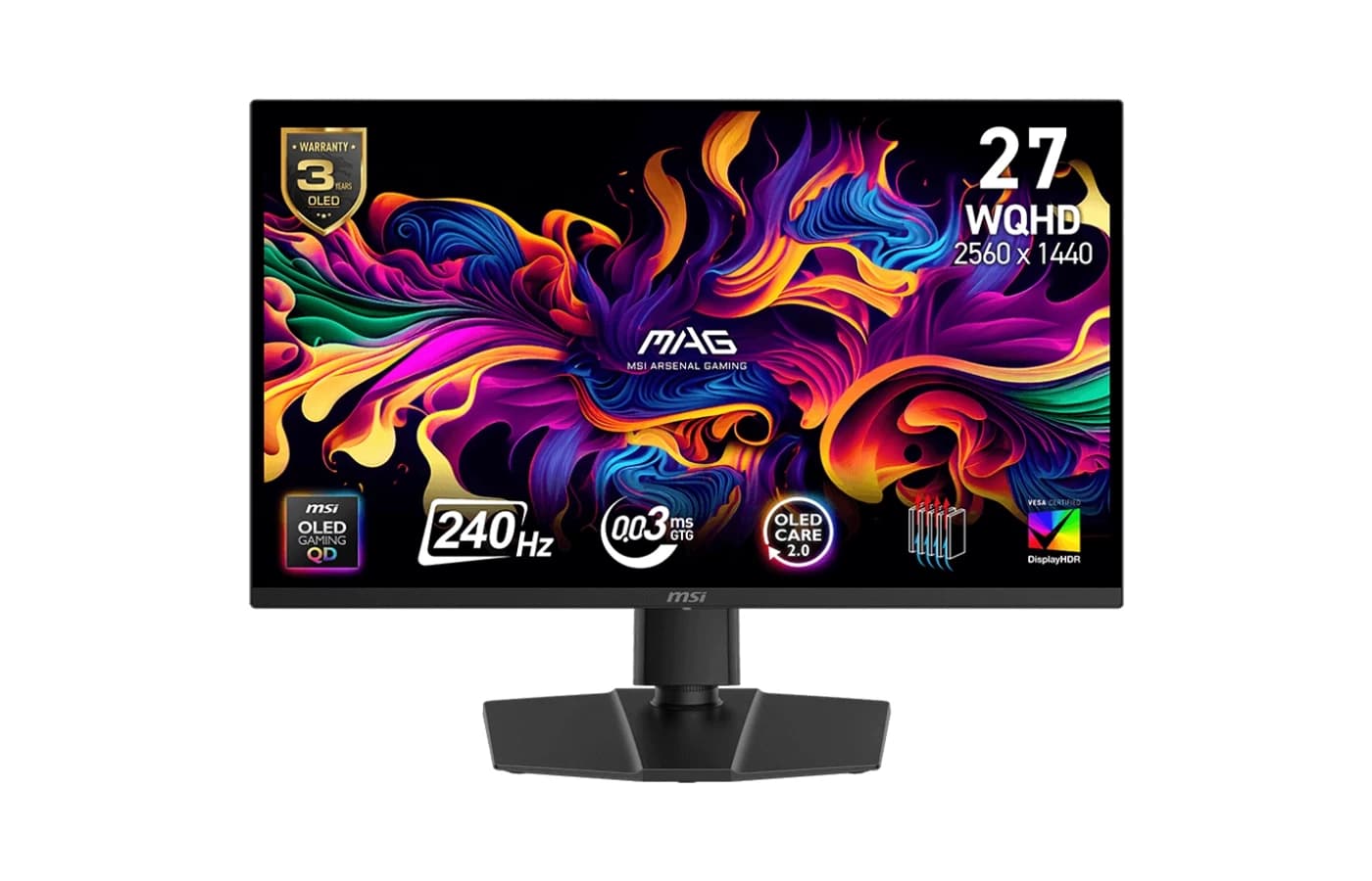 MSI MAG 273QP QD-OLED X24 Gaming Monitor | 27" WQHD (2560 x 1440) QD-OLED Display | 240Hz Refresh Rate | 138% sRGB | 1.07B Colors | 2 x HDMI 2.1 & 1 x DisplayPort 1.4a