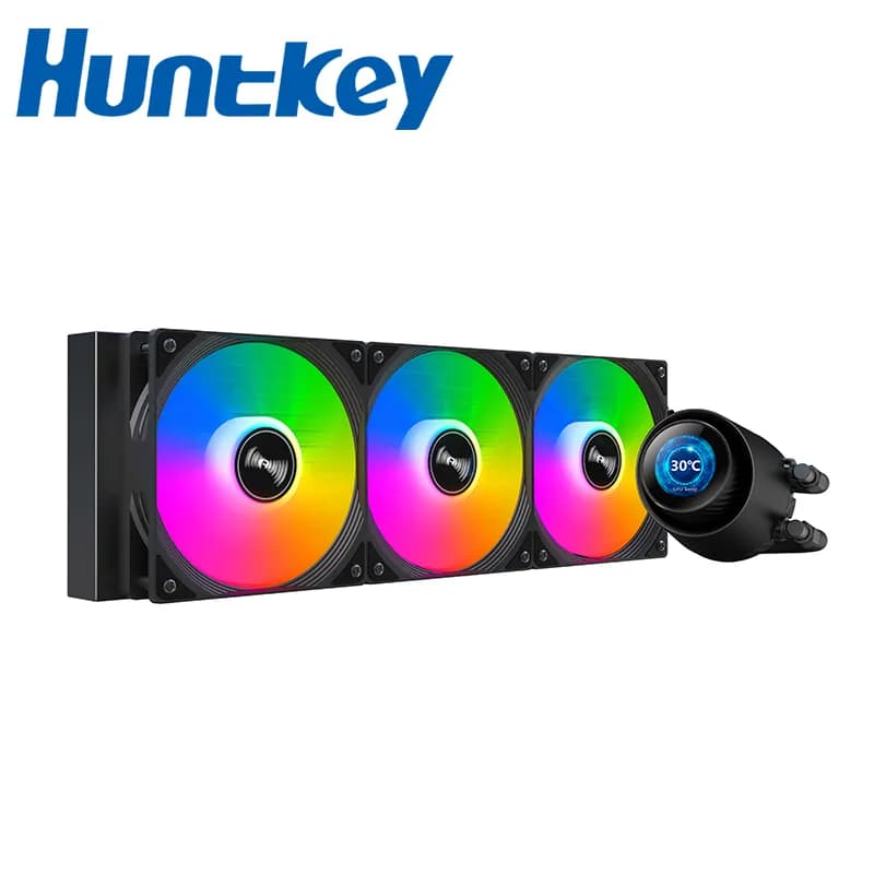 Huntkey GX360R Liquid Cooler | 360mm ARGB AIO CPU Cooler | High-Performance Radiator with RGB Fans | Efficient Cooling for Intel & AMD Platforms | Black & White