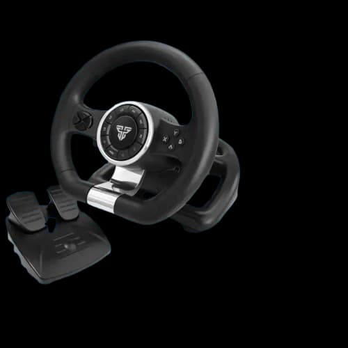 Fantech R2 Racing Steering Wheel | Dual-Motor Vibration | 180° Rotation | 18 Buttons + D-Pad | 2 Pedals (Brake & Throttle) | Compatible with PC, PS3, PS4, Xbox One & Nintendo Switch